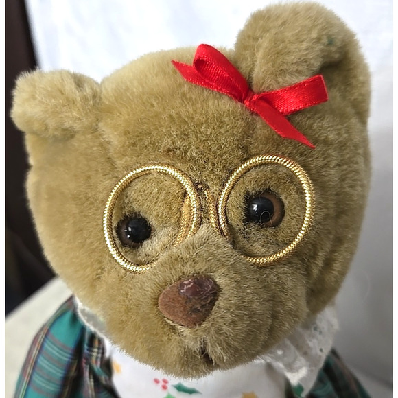 Vintage Twinkling Musical Teddies Mr & Mrs Claus Teddy Bear Holiday Christmas - Picture 3 of 11